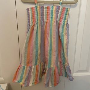 Girls Rainbow Stripe Smocked Dress